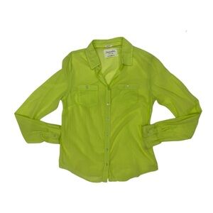 Aeropostale Lime Green Button-Up Blouse